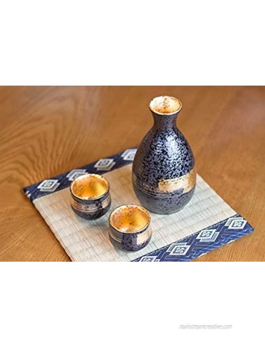 Mino Ware Sake Set Gold Brushstrokes