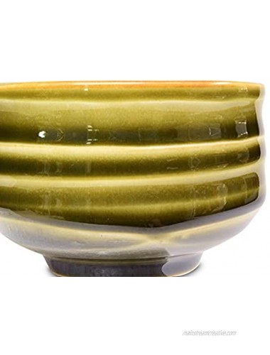 Mino Ware Traditional Japanese Yunomi Tea Cups Mini Matcha Bowl Green ORIBE Design for Green Tea Matcha Tea Set of 2
