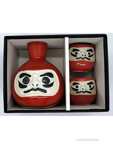 Mino-Yaki Daruma Sake Set Red