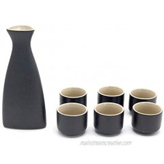 NEWQZ Japanese Sake Set Traditional Black Ceramics Sake Sets 1 Pot and 6 Cups