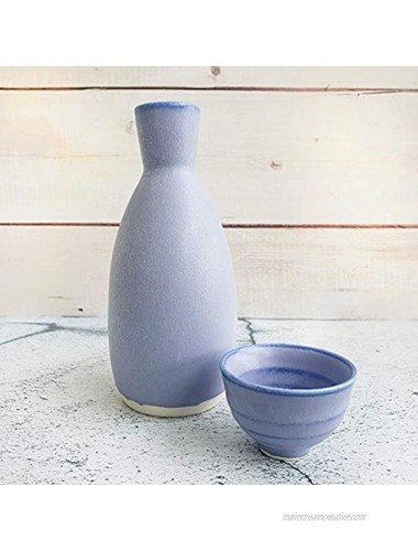 Sake Set Korea Gift 4 Pieces Traditional Korean Sake Cup Set Handmade Porcelain Ceramic Cup Craft Wine Glasses Purple 200ML