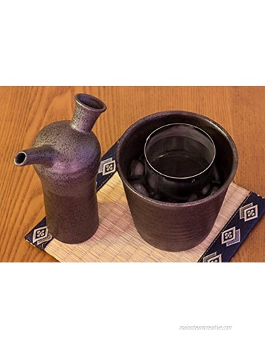 Sake Warmer Cooler Set Mino Ware Black