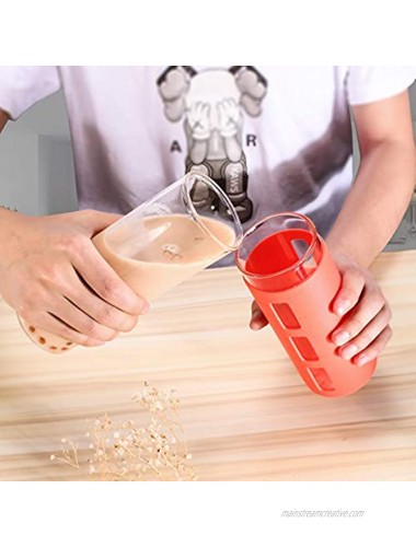 tronco 20oz Glass Tumbler Glass Water Bottle Straw Silicone Sleeve Bamboo Lid- BPA Free Amber