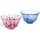 Tsugaru Biidoro Handcrafted Glass Sake Cups Set of 2 Pink and Blue