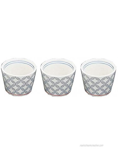 Yamako Porcelain Sake Cup Japanese Patterns Set of 3 Cups φ5.6xH4.2cm from Japan 26963 White and Blue Traditional Japanese Cloisonne 26962