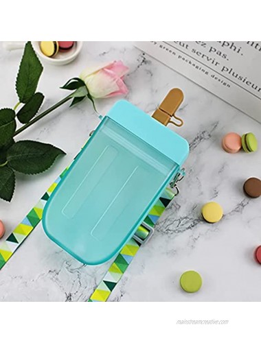 Cute Water Bottles 300ml Popsicle Water Bottle with Straws Milk Carton Water Bottles for Adult Kids Outdoor Leakproof and BPA Free Blue