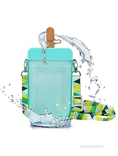 Cute Water Bottles 300ml Popsicle Water Bottle with Straws Milk Carton Water Bottles for Adult Kids Outdoor Leakproof and BPA Free Blue