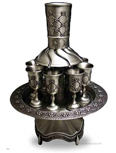 Legacy Judaica 8 Cup Kiddush Wine Fountain 14 Count Pack of 1 Pewter