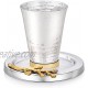 SURI Hammered Metal Kiddush Cup Set with Gold Ring Modern shabbat Wine Kiddish Glass Goblet with Plate Jewish Kitchen Wares and Gifts -9385