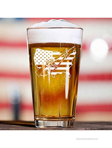 BEER PINT GLASS | GUN AMERICA | Restaurant Quality 16oz Drinking Glasses | Made in USA from LUCKY SHOT