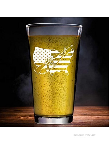 BEER PINT GLASS | GUN AMERICA | Restaurant Quality 16oz Drinking Glasses | Made in USA from LUCKY SHOT