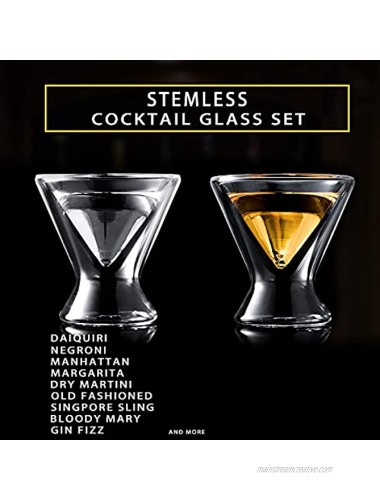 Cocktail Glasses Lead-free Insulated Double Wall Mixing Glasses 7-Ounces Set of 2