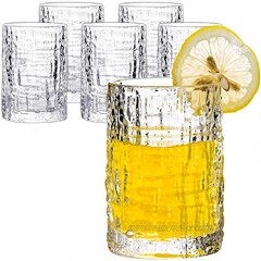Drinking Glasses Set of 6 Vintage Juice Glasses Set Ideal for Water Cocktails Ice Tea Beer Clear Glassware Cup 8.5 Ounce