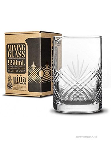 Piña Barware Seamless Hand Cut Mixing Glass 550mL 18oz Professional Bartending Commercial Glassware