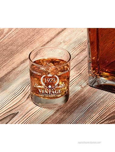 1973 48th Birthday Gifts for Men Vintage Whiskey Glass 48 Birthday Gifts for Dad Son Husband Brother Funny 48th Birthday Gifts Present Ideas for Him 48 Year Old Bday Party Decoration