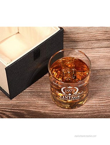 1973 48th Birthday Gifts for Men Vintage Whiskey Glass 48 Birthday Gifts for Dad Son Husband Brother Funny 48th Birthday Gifts Present Ideas for Him 48 Year Old Bday Party Decoration