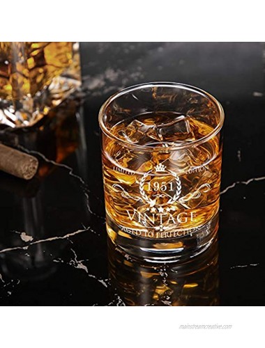 AOZITA 70th Birthday Gifts for Men 70th Birthday Decorations for Men Party Supplies 70th Anniversary Gifts Ideas for Him Dad Husband Friends 11oz Whiskey Glass