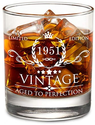 AOZITA 70th Birthday Gifts for Men 70th Birthday Decorations for Men Party Supplies 70th Anniversary Gifts Ideas for Him Dad Husband Friends 11oz Whiskey Glass
