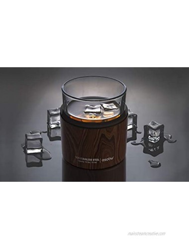 Asobu Insulated Whiskey Glass and Stainless Steel Sleeve Wood