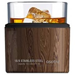 Asobu Insulated Whiskey Glass and Stainless Steel Sleeve Wood