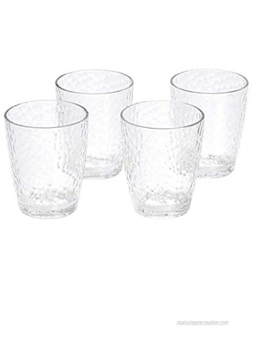 Basics Tritan Hammered Texture Double Old Fashioned Glasses 14-Ounce Set of 4
