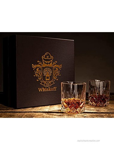 Crystal Whiskey Glass Set of 4 in Luxury Gift Box Bourbon Whiskey Glasses Gift Set Old Fashioned Tumblers for Drinking Whisky Scotch Cocktail Rum Vodka Cognac Liquor Gift Idea for Home Bar