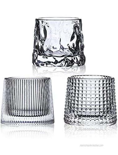 Crystal Whiskey Glasses Premium 5OZ Scotch Glasses Set of 3 Old Fashioned Glasses,Thick Weighted Bottom Rocks Glasses for Drinking Bourbon Scotch Cocktails Cognac Rum
