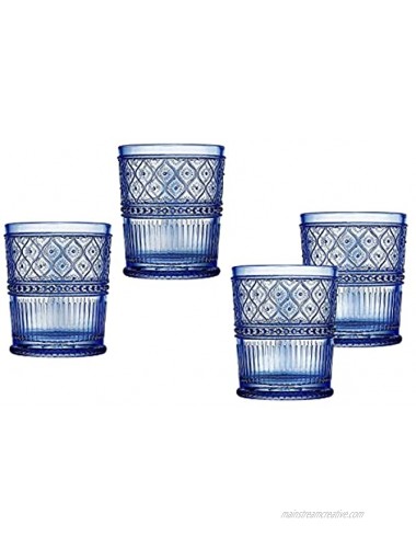Double Old Fashioned Whiskey Glasses Beverage Glass Cup Blue Claro by Godinger Set of 4