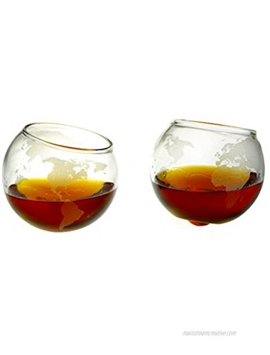 Etched Globe Whiskey Glasses -Rocks Glass for Rum Tequila Scotch Glasses- Whiskey Gifts 10oz Cocktail or Old Fashioned Glass Set of 2 Unique Bar Decor & Bourbon Gifts from Prestige Decanters