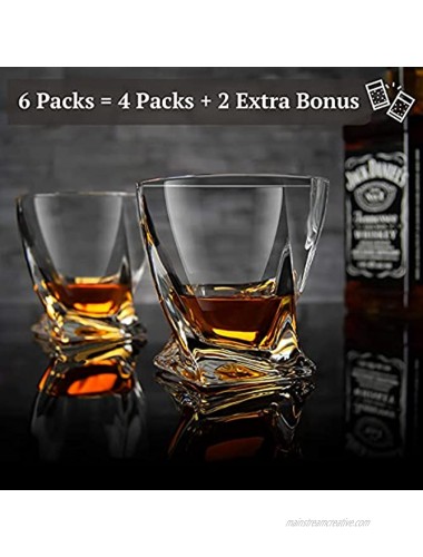 Farielyn-X Crystal Whiskey Glasses Set of 6 Scotch Glasses Tumblers for Drinking Bourbon Scotch Cocktail Cognac Irish Whisky Large 10oz Premium Crystal Glass Tasting Cups for Men & Wo