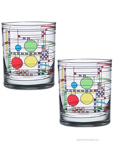Frank Lloyd Wright DOF Double Old Fashioned Glass 14-Ounce Gift Boxed Set of 2 Coonley Playhouse