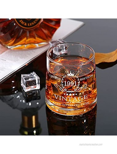 Funny 30th Birthday Gifts for Him Dirty 30 Year Old Gift for Mens Gag 30th Years Gift Ideas for Man Husband Bday Party Decorations Supplies Turning 30 Vintage 1991 Whiskey Glass 9.5oz