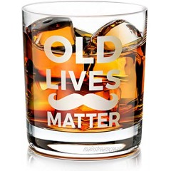 Gifts for Men Dad Kollea Old Lives Matter Whiskey Glass 10 oz Retirement Birthday Father's Day Gifts Ideas for Father StepDad Grandpa Seniors Old Fashioned Bourbon Rocks Glass