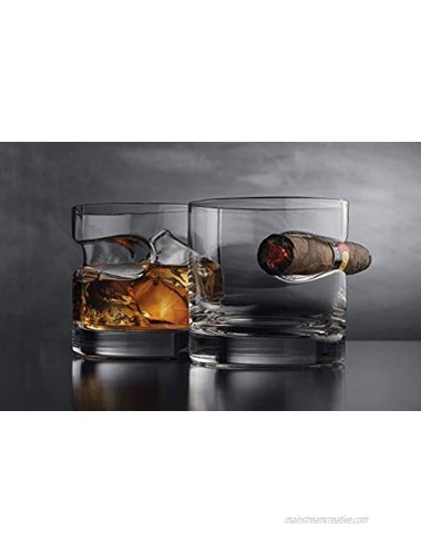 Godinger Cigar Whiskey Glass Old Fashioned Whiskey Glasses With Indented Cigar Rest Gifts for Men