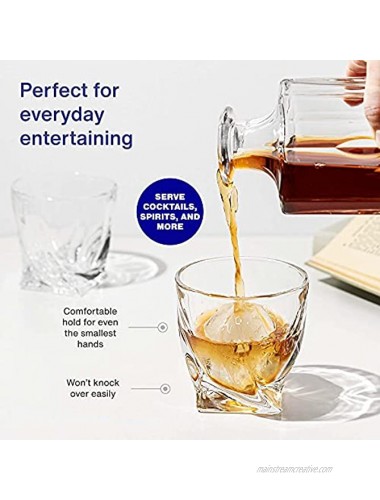 GoodGlassware Swirl Whiskey Glasses Set of 4 10 oz Premium Glass Tumblers with Heavy Base and Unique Curved Design Lead-Free Dishwasher Safe Perfect for Drinking Spirits