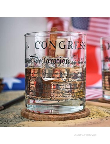 Greenline Goods Whiskey Glasses Declaration of Independence Set of 2 | 10 oz Tumblers American US Patriotic Gift Set | Old Fashioned Cocktail Glasses