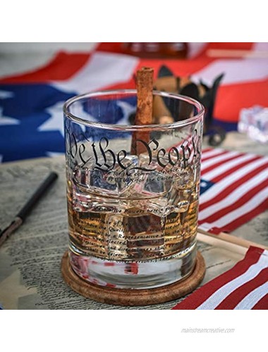 Greenline Goods Whiskey Glasses – United States Constitution Set of 2 | 10 oz Tumblers American US Patriotic Gift Set | Old Fashioned Cocktail Glasses