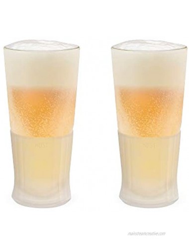 Host Freeze Beer Freezer Gel Chiller Double Wall Frozen Pint Set of 2 16 oz White Glass 2-Pack