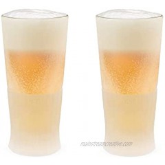 Host Freeze Beer Freezer Gel Chiller Double Wall Frozen Pint Set of 2 16 oz White Glass 2-Pack