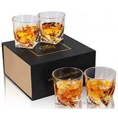 KANARS Whiskey Rocks Glass Set of 4 Crystal Bourbon Glasses In Gift Box 10 Oz Old Fashioned Lowball Tumbler for Scotch Cocktail Whisky Rum Cognac Vodka Liquor Unique Gifts for Men