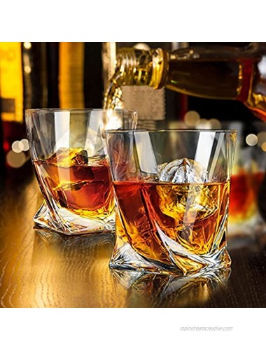 KITNATS Crystal Whiskey Glasses 10 OZ Rocks Glasses Set of 4 Gift Box Barware For Bourbon Scotch Rum glasses Whisky Cocktail Drinks for Men Women
