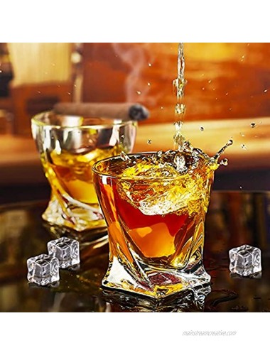 KITNATS Crystal Whiskey Glasses 10 OZ Rocks Glasses Set of 4 Gift Box Barware For Bourbon Scotch Rum glasses Whisky Cocktail Drinks for Men Women