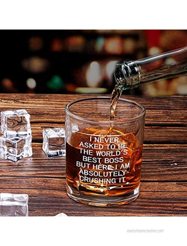 Modwnfy Funny Boss Whiskey Glass Boss Day Old Fashioned Glass 10 Oz the World's Best Boss Scotch Glass on Bosses Day Christmas Birthday Retirement Gifts for Boss Father Brother Husband Friend