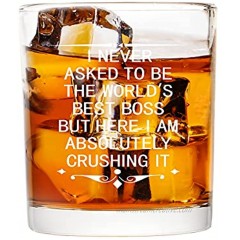 Modwnfy Funny Boss Whiskey Glass Boss Day Old Fashioned Glass 10 Oz the World's Best Boss Scotch Glass on Bosses Day Christmas Birthday Retirement Gifts for Boss Father Brother Husband Friend