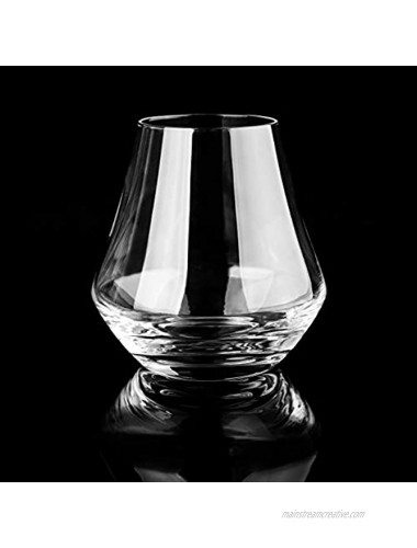 MyGift Clear Crystal Tulip-Shaped Whiskey Tasting Snifter Tumbler Glasses Set of 4 Includes Gift Box