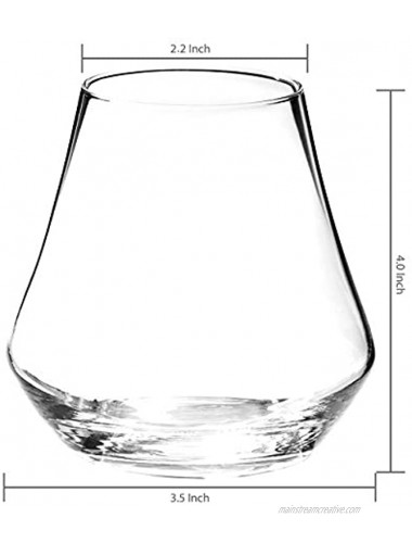 MyGift Clear Crystal Tulip-Shaped Whiskey Tasting Snifter Tumbler Glasses Set of 4 Includes Gift Box