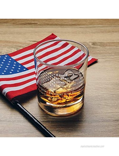 Patriotic Amendment American Flag Old Fashioned Whiskey Rocks Bourbon Glass 10 oz capacity Made in the USA