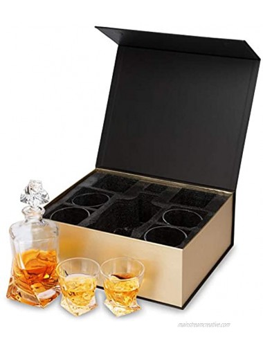 Premium Crystal Whiskey Decanter Set KANARS Hand Made Liquor Decanter with 6 Old Fashioned Glasses for Scotch Bourbon or Whisky Unique Gift for Men