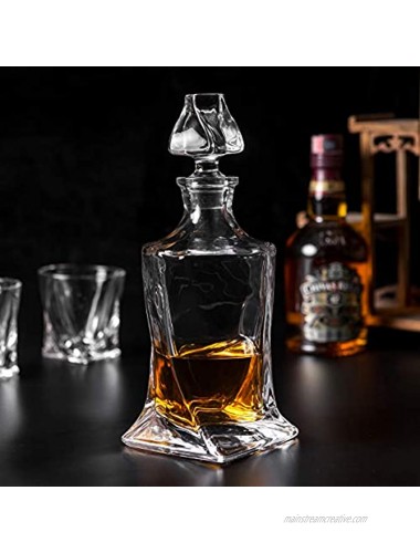 Premium Crystal Whiskey Decanter Set KANARS Hand Made Liquor Decanter with 6 Old Fashioned Glasses for Scotch Bourbon or Whisky Unique Gift for Men