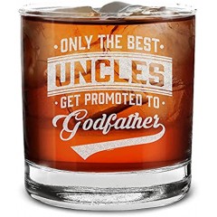 Shop4ever Only The Best Uncles Get Promoted To Godfather Varsity Pregnancy Announcement Engraved Whiskey Glass 11 oz.